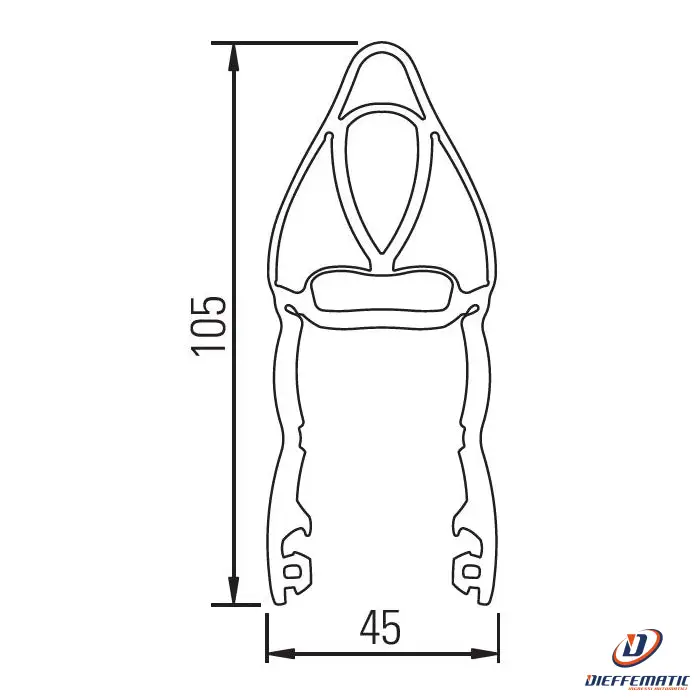 Profilo in gomma B40 mm H105 mm EPDM Coverline Bircher EPE040/105A0J 219341