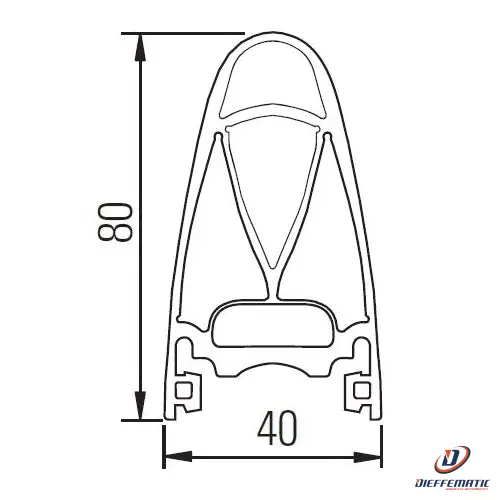 Profilo in gomma B40 mm H80 mm EPDM Coverline Bircher EPE040/080A0J 210767