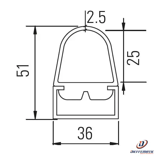 Profilo in gomma DWS tipo A Camera grande PVC Bircher DWS-A 210165
