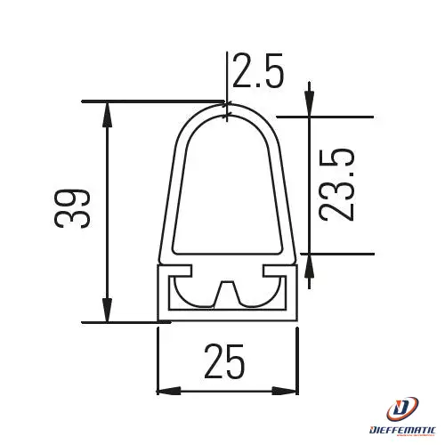 Profilo in gomma DWS tipo B Universale + alto PVC Bircher DWS-B 210167