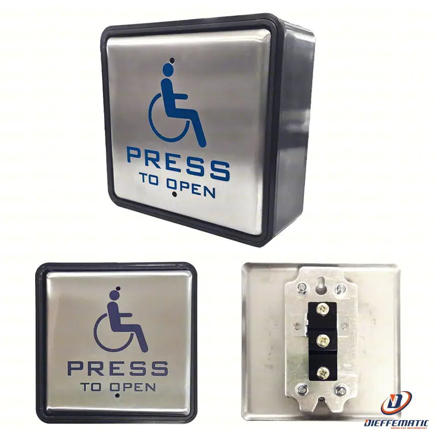 Pulsante Apertura Disabili Porte Automatiche Quadrato In Acciaio Inox Com, No/Nc