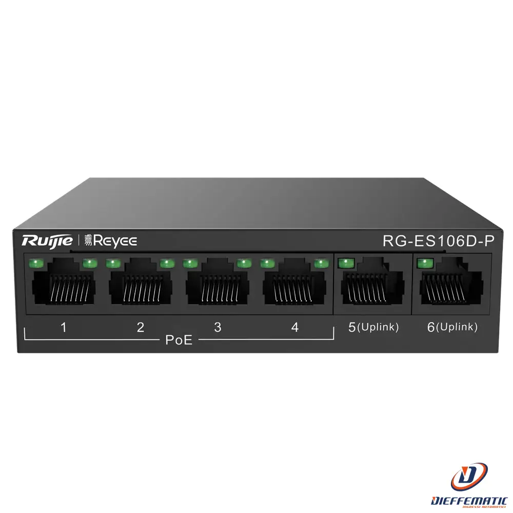 Reyee RG-ES106D-P Switch PoE da Tavolo
