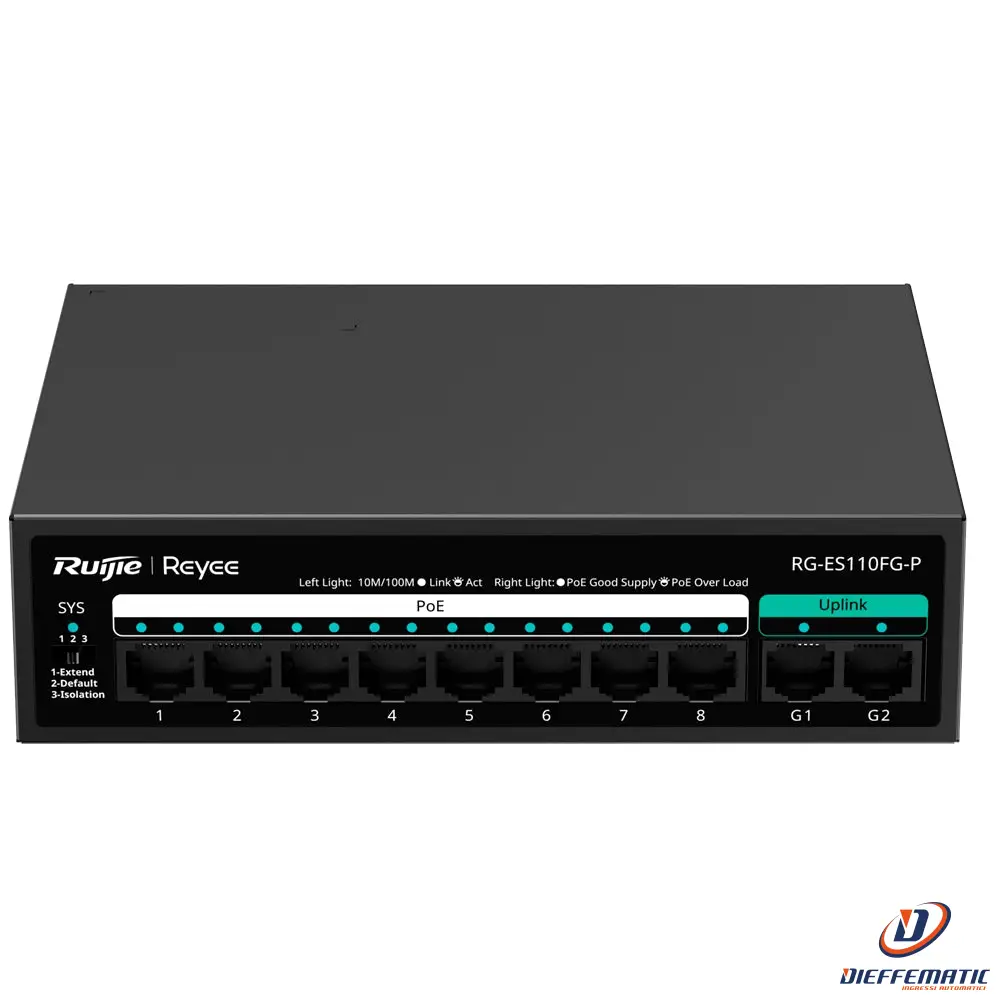 Reyee RG-ES110FG-P Switch PoE da Tavolo