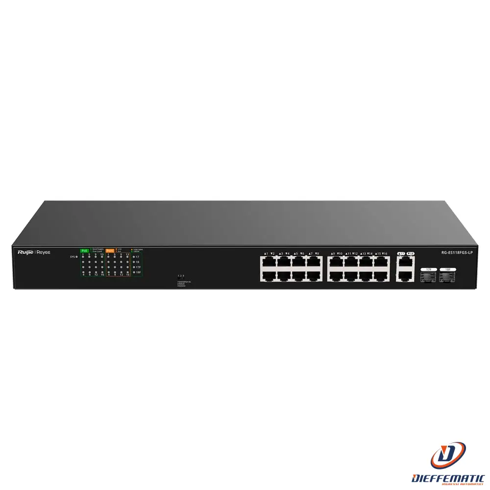 Reyee RG-ES118FGS-LP Switch PoE da Tavolo