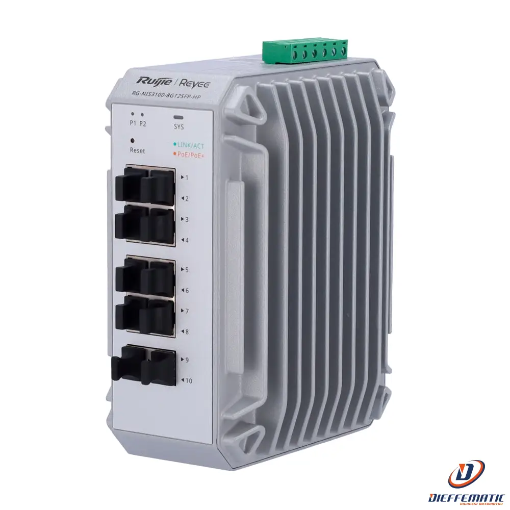 Reyee RG-NIS3100-8GT2SFP-HP Switch Industriale PoE Cloud Layer 2