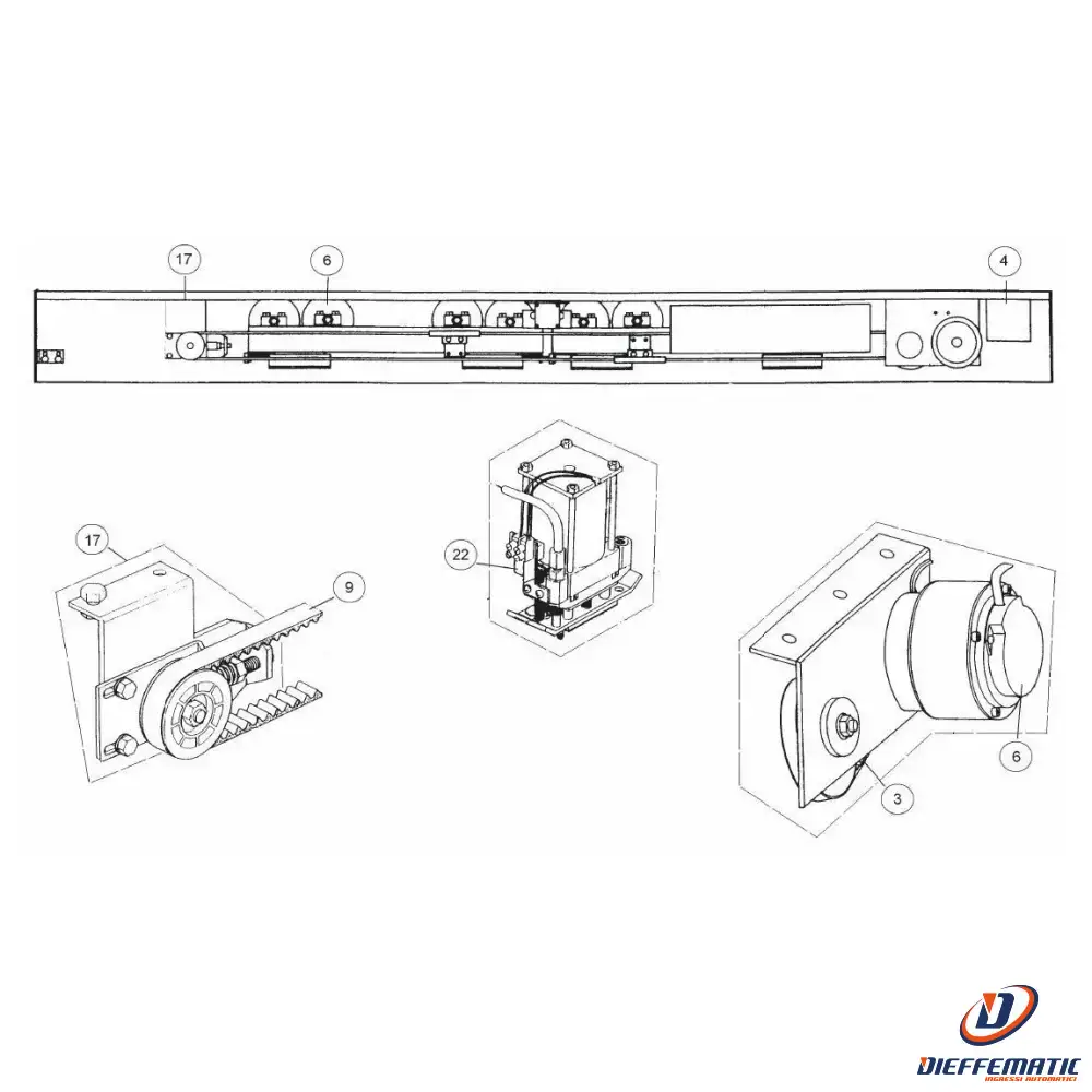 Ruota Ø 100 Per Carrello Gtv - Gte - Gts/l Ditec Entrematic 1p757 Ricambio Porta