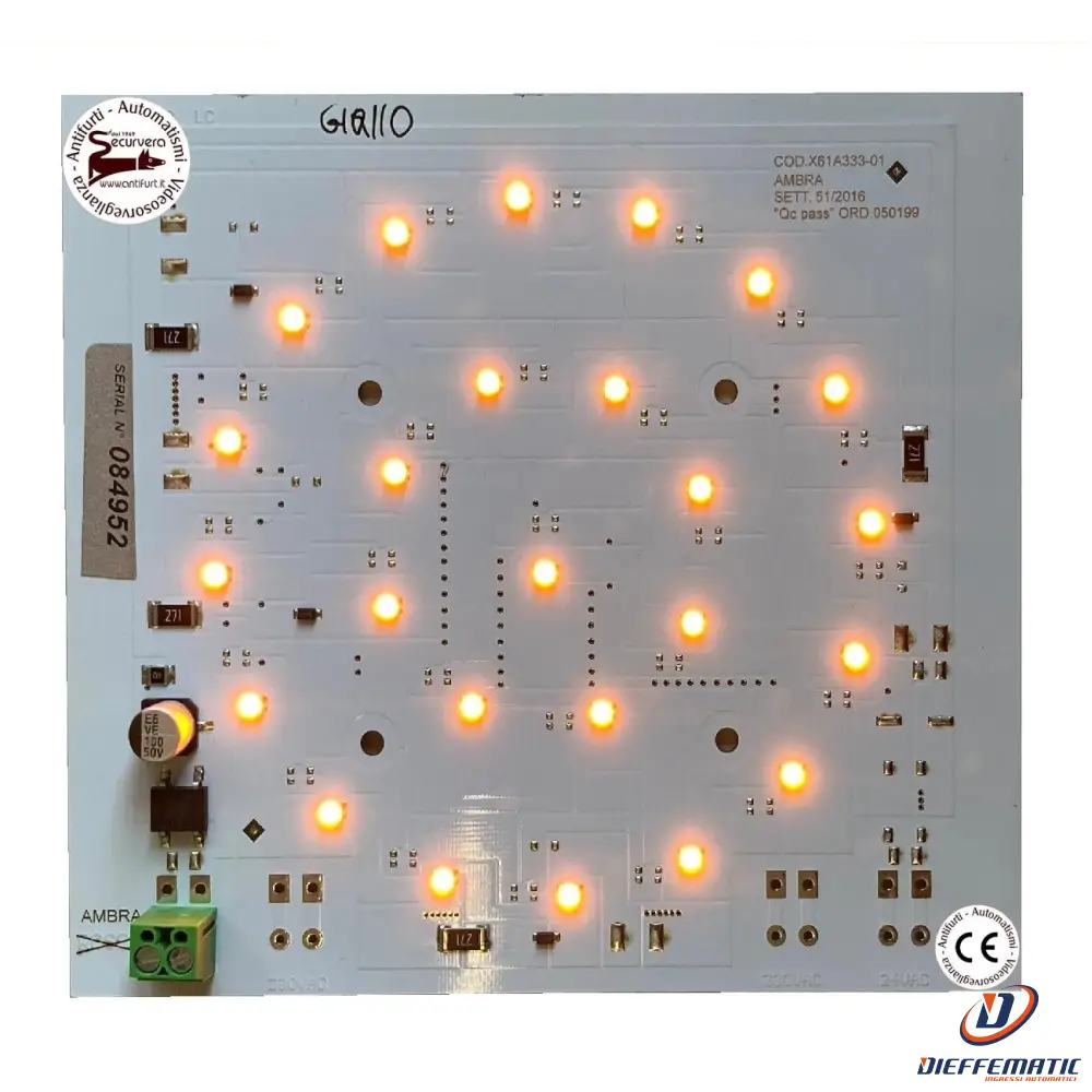 Scheda Circuito Con 24 Led Gialli 24Vacdc Per Semaforo Securvera Ss-Ssgclglalc