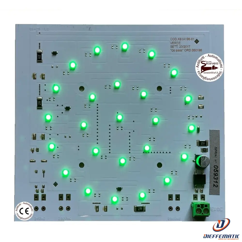 Scheda Circuito Con 24 Led Verdi 24Vacdc Per Semaforo Securvera Ss-Ssvclvlale