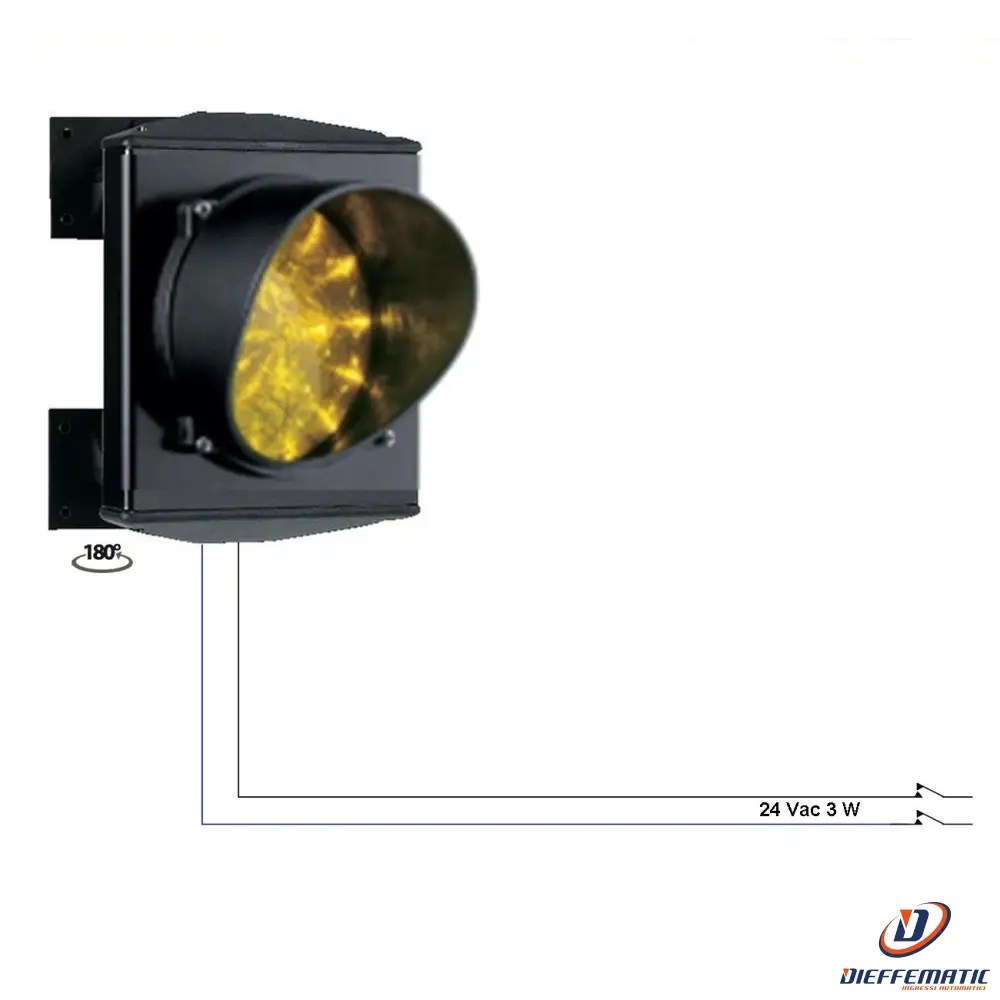 Semaforo Vetro Ø 124Mm Luce Gialla 24 Led 24Vac Ip65 Securvera Ss-Slgs1Lgirb