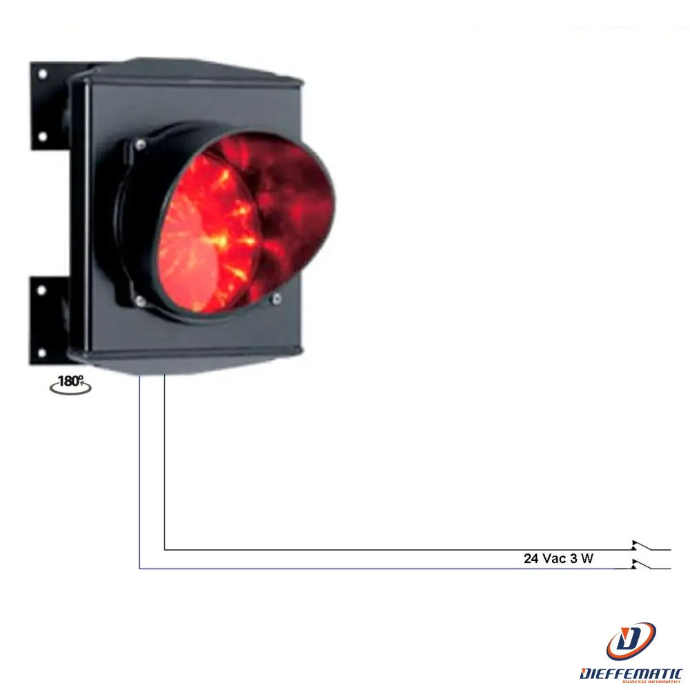 Semaforo Vetro Ø 124Mm Luce Rossa 24 Led 24Vac Ip65 Securvera Ss-Slrs1Lrirc