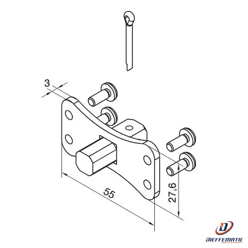 Supporto Perno Quadro 10 Mm Nice 625.10013/Ax Automazione Automatismi Originale