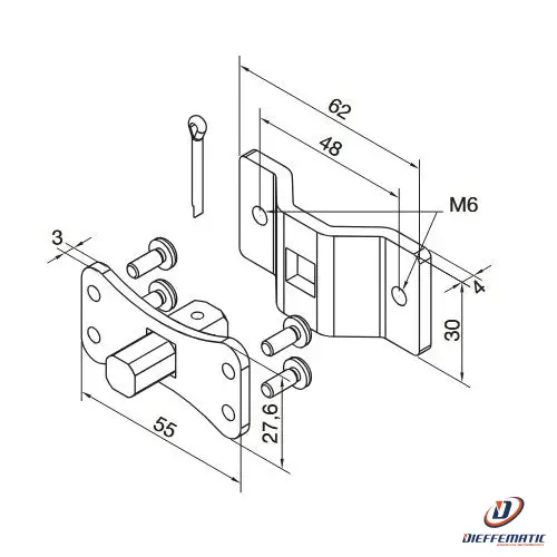 Supporto Perno Quadro 10 Mm + Staffa Con Fori M6 Nice 625.10012/M6Ax Automazione
