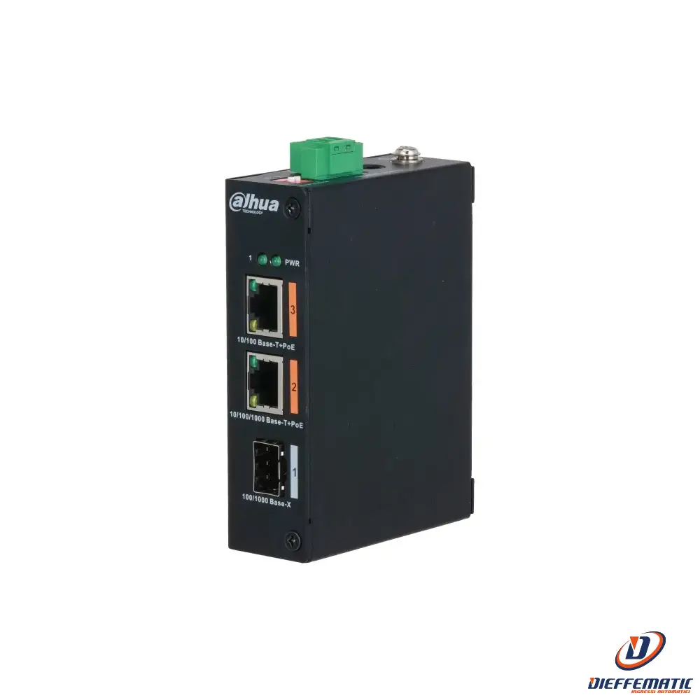 Switch Hardened Unmanaged 3 Porte Dahua Pfs3103-1gt1et-60-v2 Sorveglianza Nuovo