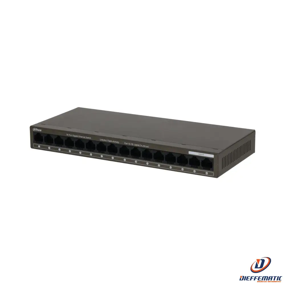 Switch Layer 2 Unmanaged 16 Porte Dahua Pfs3016-16gt-m Sorveglianza Sicurezza