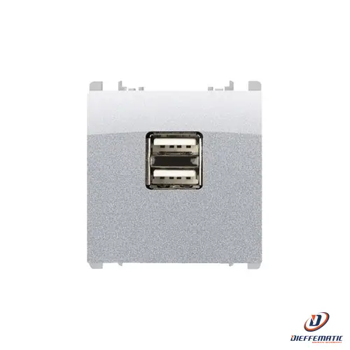 Urmet Alimentatore 5V 2.1A Doppia Usb Alluminio 10330/2Al Installazione Civile