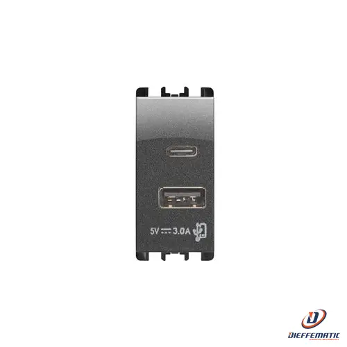 Urmet Alimentatore 5V 3A 2X Usb Acciaio Scuro 10331Ac Installazione Civile Nuovo