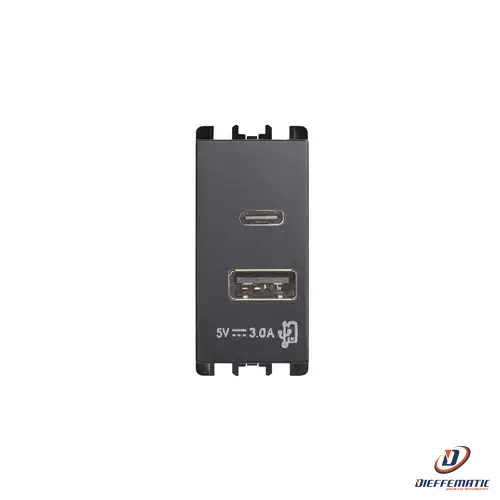 Urmet Alimentatore 5V 3A 2X Usb Antracite 10331 Installazione Civile Originale