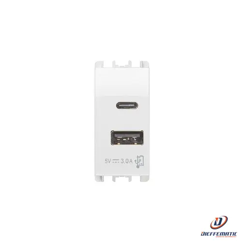 Urmet Alimentatore 5V 3A 2X Usb Bianco Ghiaccio 10331Bg Installazione Civile