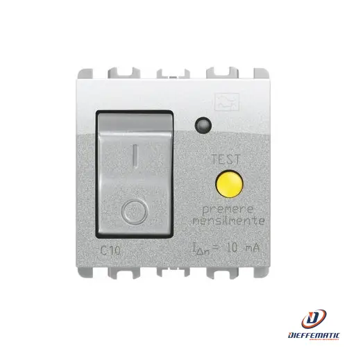 Urmet Interruttore Mccb+Rcd, 2 Moduli, 1P+N, 16A, Nea, Alluminio 10512/16Al