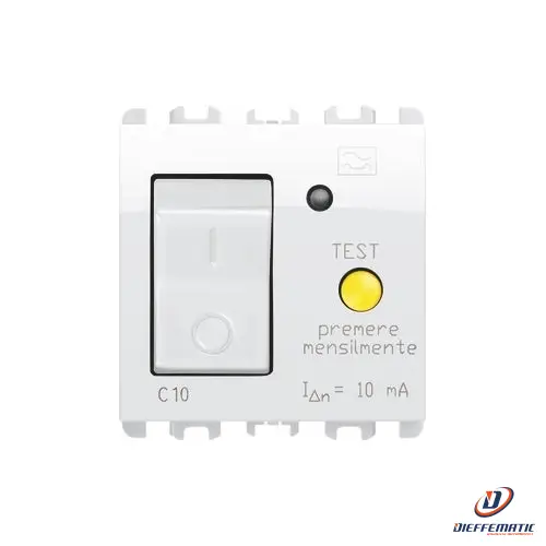 Urmet Interruttore Mccb+Rcd 2 Moduli 1P+N 16A Nea Bianco Ghiaccio 10512/16Bg