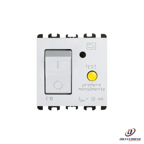 Urmet Interruttore Mccb+Rcd, 2 Moduli,1P+N 6A,Nea, Bianco 10512/6.B Originale