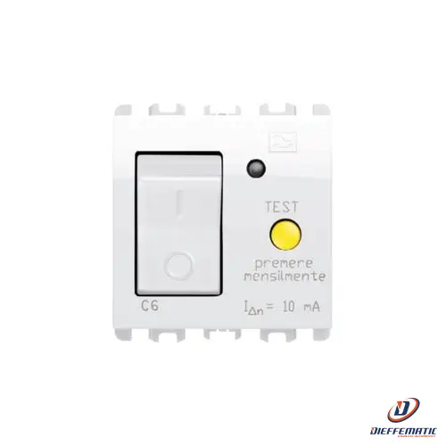 Urmet Interruttore Mccb+Rcd, 2 Moduli 1P+N 6A, Nea, Bianco Ghiaccio 10512/6Bg