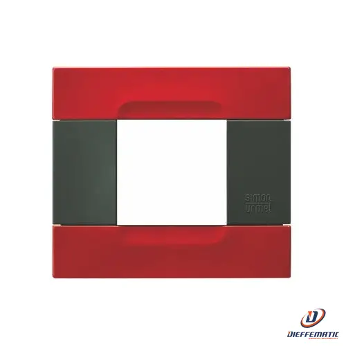 Urmet Placca 2 Moduli, Kàdra, Serie Antracite, Metallo, Rosso Orione 10902.58