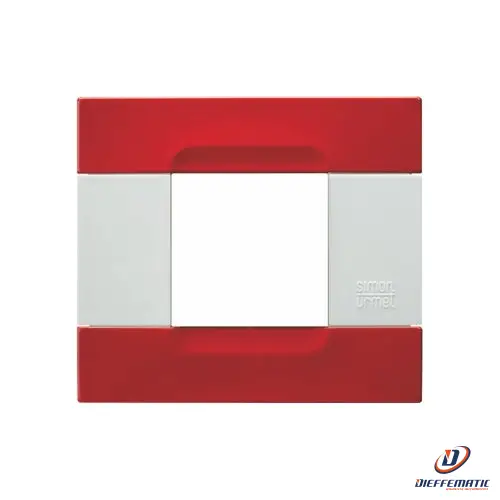 Urmet Placca 2 Moduli, Kàdra, Serie Bianca, Metallo, Rosso Orione 10902.B.58