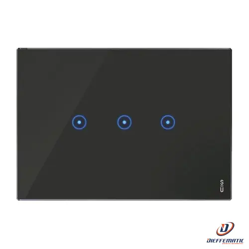 Urmet Placca 3 Moduli, 3 Simboli, Expì Touch, Vetro, Nero Lava 14033.Nr Garanzia