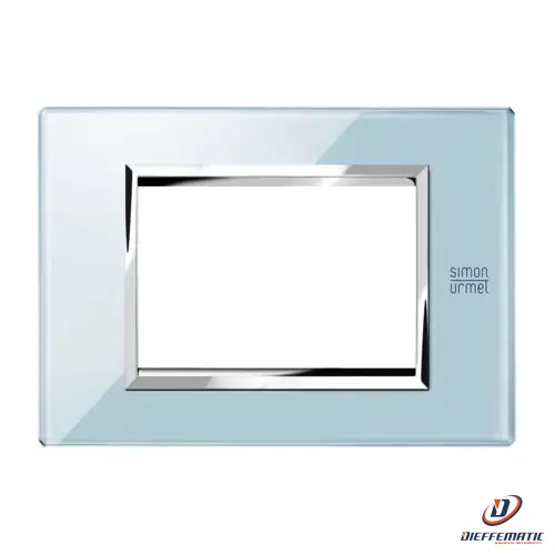 Urmet Placca 3 Moduli, Expì, Vetro, Azzurro Cielo 13003.Az Installazione Civile