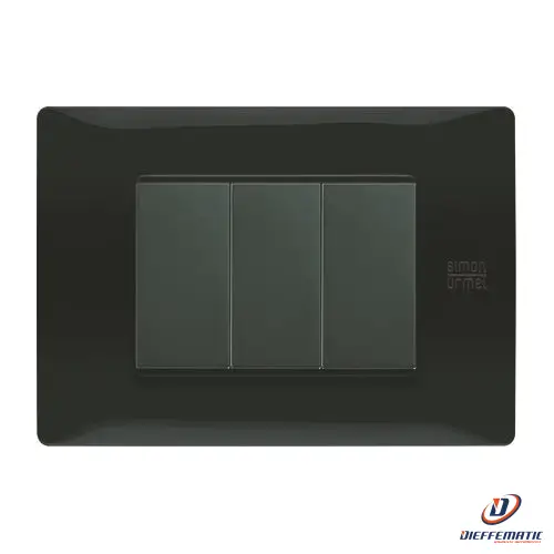 Urmet Placca 3 Moduli, Flexa, Tecnopolimero, Nero Assoluto 11803.Na Originale