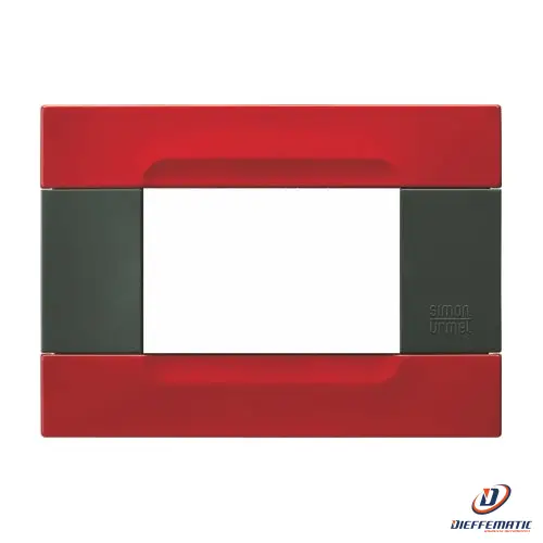Urmet Placca 3 Moduli, Kàdra, Serie Antracite, Metallo, Rosso Orione 10903.58