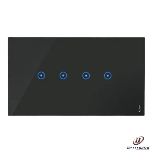 Urmet Placca 4 Moduli, 4 Simboli, Expì Touch, Vetro, Nero Lava 14044.Nr Garanzia