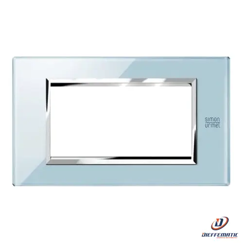 Urmet Placca 4 Moduli, Expì, Vetro, Azzurro Cielo 13004.Az Installazione Civile
