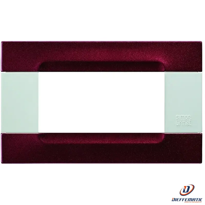 Urmet Placca 4 Moduli Kàdra Bianca Metallo Bordeaux Metallizzato 10904.B.77