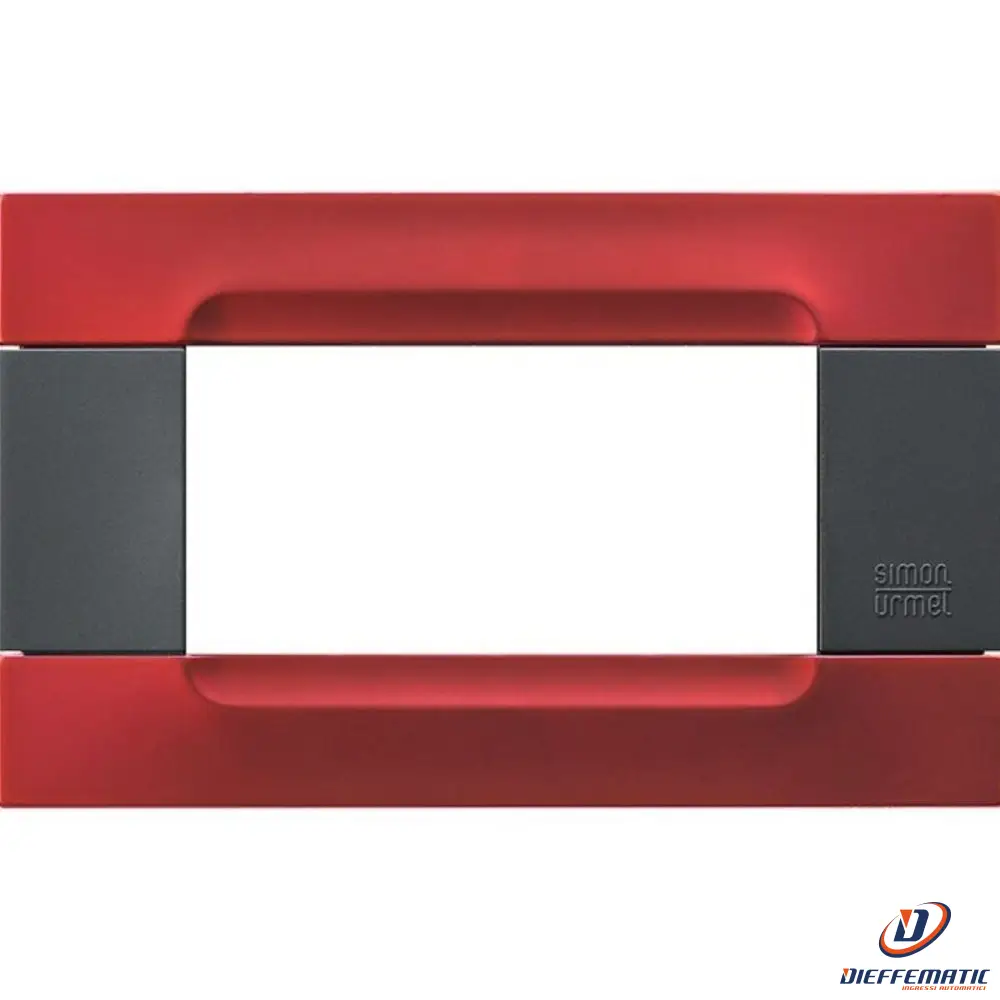 Urmet Placca 4 Moduli, Kàdra, Serie Antracite, Metallo, Rosso Metallico 10904.88