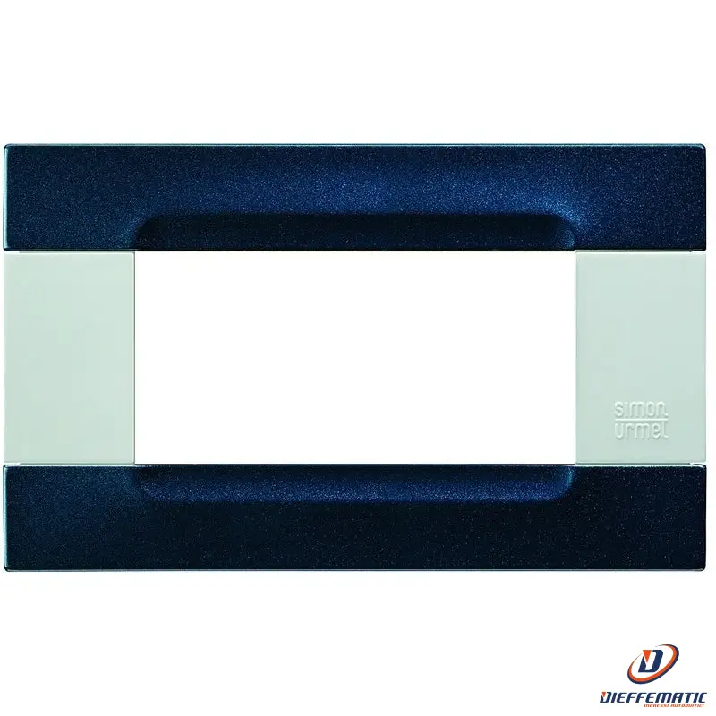 Urmet Placca 4 Moduli, KĂ dra, Serie Bianca, Metallo, Blu Metallizzato 10904.B.78