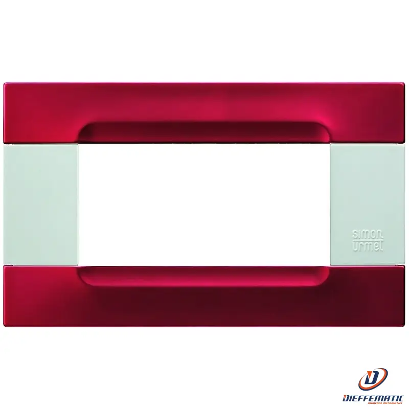 Urmet Placca 4 Moduli, Kàdra, Serie Bianca, Metallo, Rosso Metallico 10904.B.88