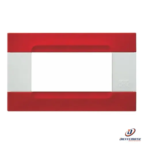 Urmet Placca 4 Moduli, Kàdra, Serie Bianca, Metallo, Rosso Orione 10904.B.58