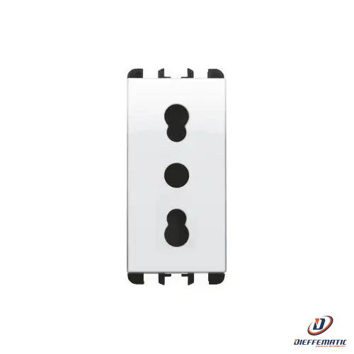 Urmet Presa Bipasso P11-P17 1 Modulo 2P+T 16A-250V Nea Bianco Ghiaccio 10303Bg