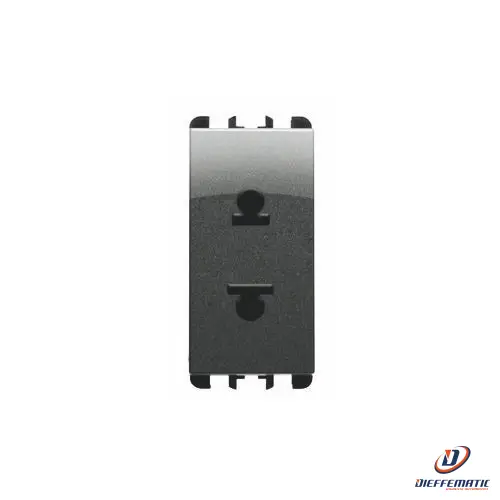 Urmet Presa Euro-Americana, 1 Modulo, 127-230V, Nea, 16A, Acciaio Scuro 10306Ac