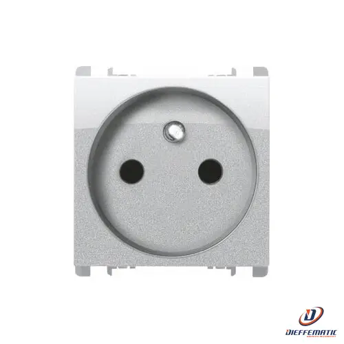 Urmet Presa Francese, 2 Moduli, 2P+T 16A-250V, Nea, Alluminio 10321/2Al Garanzia