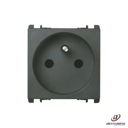 Urmet Presa Francese, 2 Moduli, 2P+T 16A-250V, Nea, Antracite 10321/2 Originale