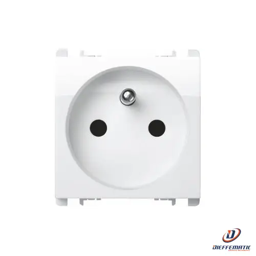 Urmet Presa Francese, 2 Moduli, 2P+T 16A-250V, Nea, Bianco Ghiaccio 10321/2Bg
