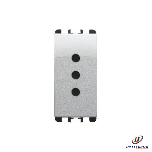 Urmet Presa P11, 1 Modulo, 2P+T 10A-250V, Nea, Alluminio 10301Al Originale Nuovo