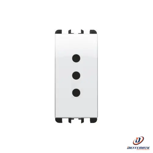Urmet Presa P11, 1 Modulo, 2P+T 10A-250V, Nea, Bianco Ghiaccio 10301Bg Originale