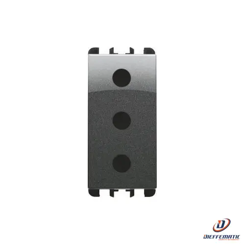Urmet Presa P17, 1 Modulo, 2P+T 16A-250V, Nea, Acciaio Scuro 10302Ac Originale
