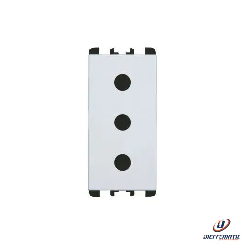 Urmet Presa P17, 1 Modulo, 2P+T 16A-250V, Nea, Bianco 10302.B Originale Garanzia