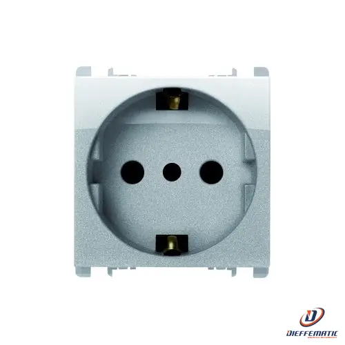 Urmet Presa P30, 2 Moduli, 2P+T 16A-250V, Nea, Alluminio 10309/2Al Originale