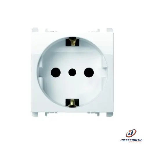 Urmet Presa P30, 2 Moduli, 2P+T 16A-250V, Nea, Bianco Ghiaccio 10309/2Bg Nuovo